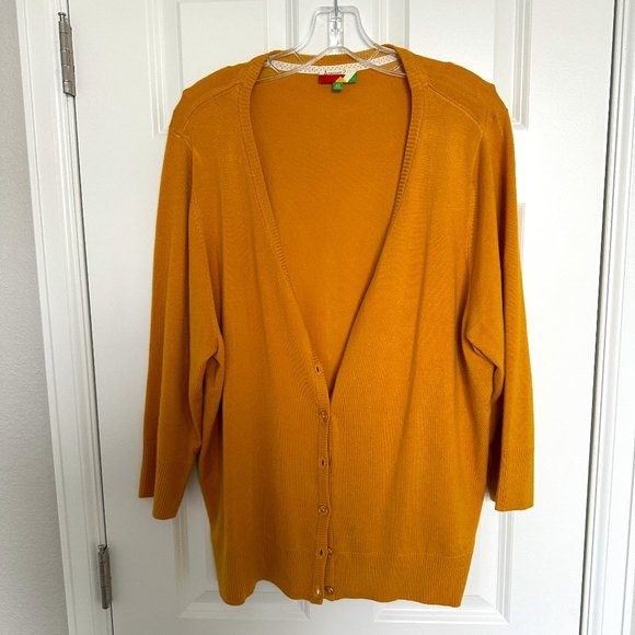 Modcloth Sweaters - Charter School Mustard Cardigan from Fervour (Modcloth), plus size 4x